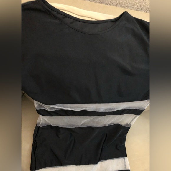 Super Sexy Flattering Striped Sleeveless Mesh Fitted Bodycon Dress Midi - Picture 6 of 6